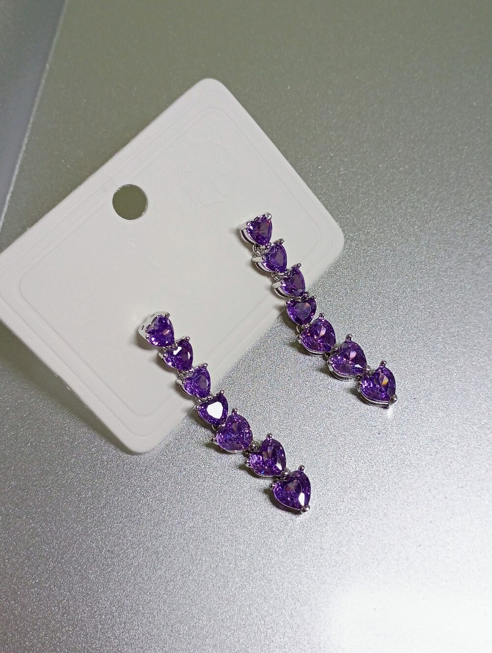 New Elegant Purple Heart Drop Earrings - Women Jewelry